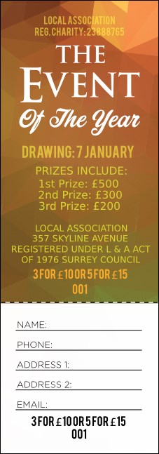 Orange Geometric Raffle Ticket