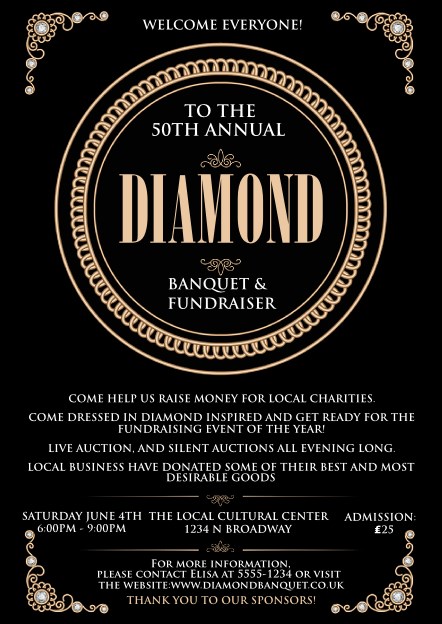 Diamonds Black Postcard Product Front