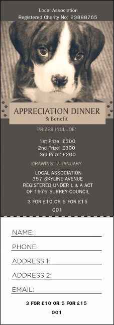 Humane Society Raffle Ticket Product Front