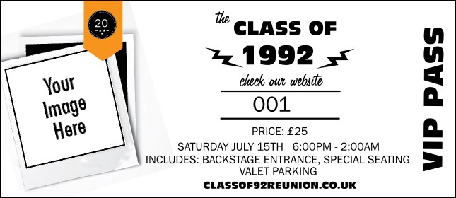 Class Reunion Mascot Orange VIP Pass Product Front