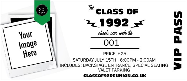 Class Reunion Mascot Green VIP Pass Product Front