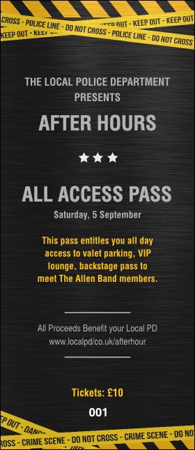 Police Caution Tape VIP Pass Product Front