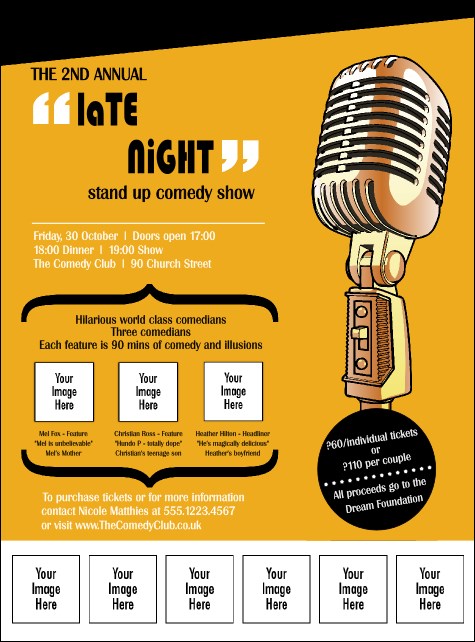 Comedy Retro Microphone Logo Flyer Product Front