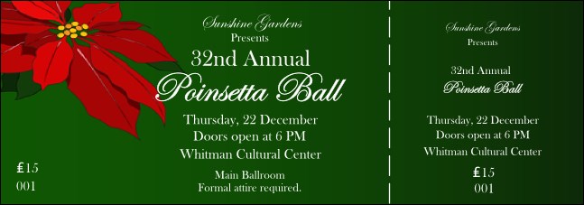 Christmas Poinsettia Event Ticket Product Front