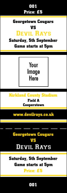 Sports Yellow and Black Event Ticket Product Front