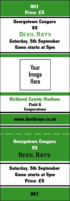 Sports Green and White Event Ticket Product Front