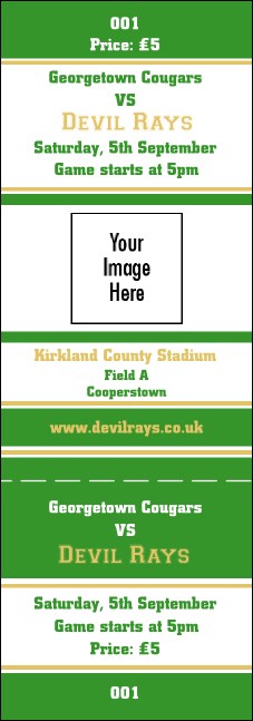 Sports Green and Gold Event Ticket Product Front