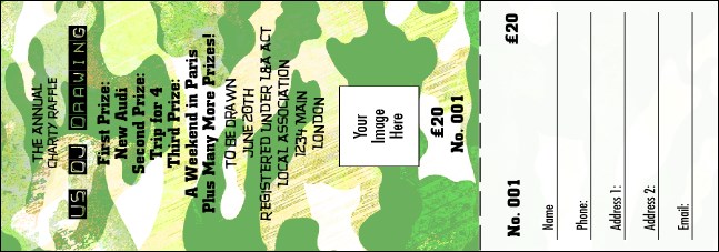 Camouflage Raffle Ticket Product Front