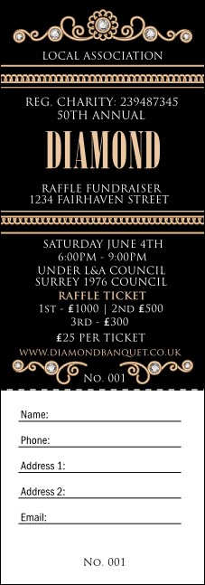 Diamonds Black Raffle Ticket Product Front