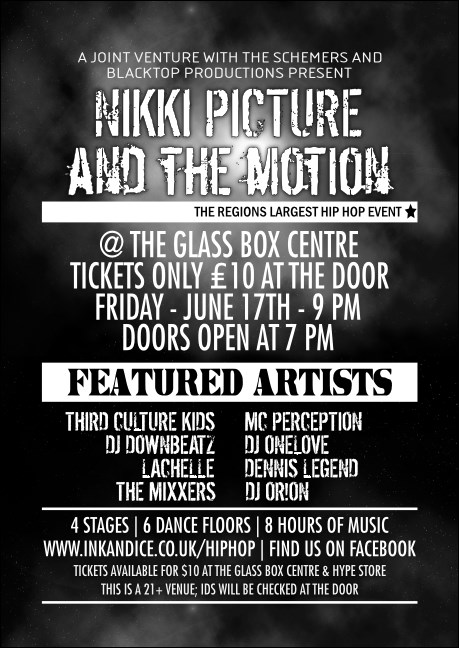 Galaxy Hip Hop Black and White Club Postcard Product Front