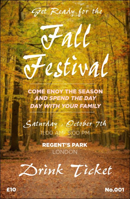 Fall Drink Ticket Product Front