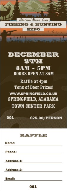 Fishing and Hunting Expo Green Camo Raffle Ticket