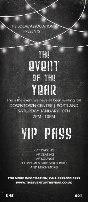 All Purpose Chalkboard Black and White VIP Pass Product Front