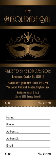 Masquerade Ball 3 Raffle Ticket Product Front
