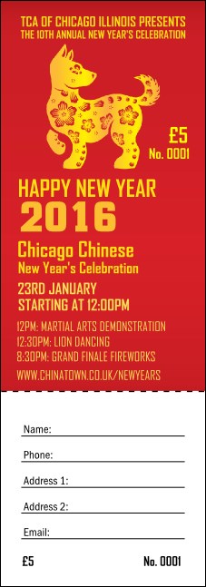 Chinese New Year Dog Raffle Ticket Product Front