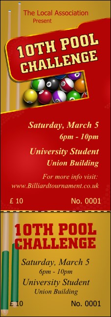 Pool Challenge Event Ticket Product Front