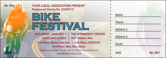 Bike Festival Raffle Ticket Product Front