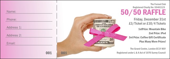 Pink Ribbon Fundraiser Raffle Ticket 0007 Product Front