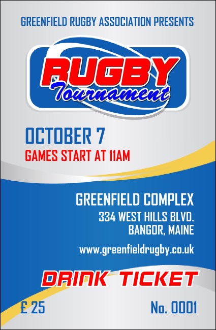 Rugby Tournament 2 Drink Ticket Product Front