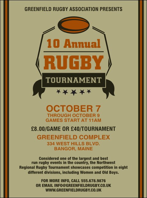 Rugby Tournament Flyer Product Front