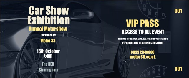 Car Show Speed Dial VIP Pass Product Front