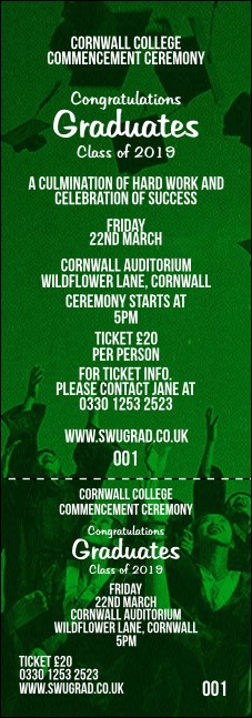 Graduation - Green General Admission Event Ticket Product Front
