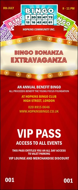 Bingo Bonanza Extravaganza VIP Pass Product Front