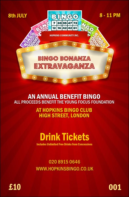 Bingo Bonanza Extravaganza Drink Ticket Product Front