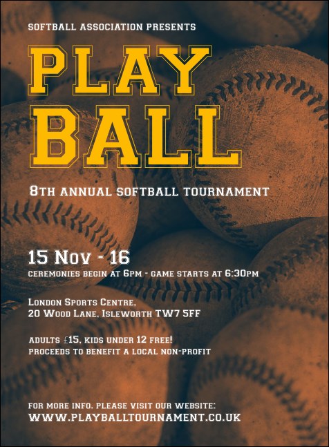 Softball Brown Invitation Product Front