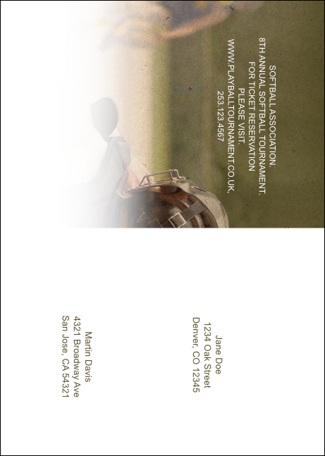 Youth Softball Postcard Product Back