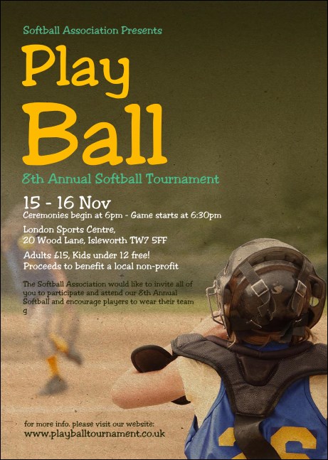 Youth Softball Postcard Product Front