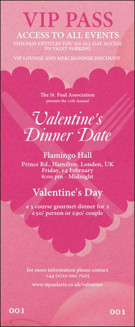 Valentine's Dinner Date  VIP Pass Product Front