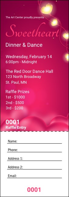 Valentines Day Lovehearts Raffle Ticket Product Front
