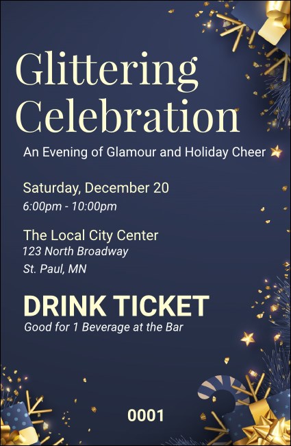 Glittering Celebration Drink Ticket Product Front