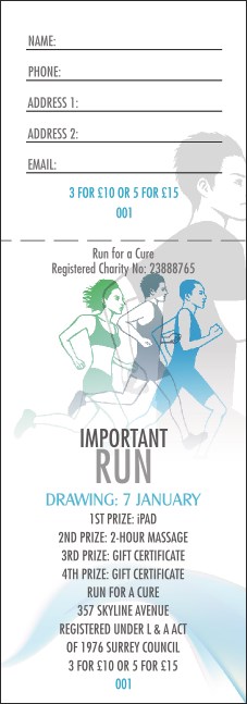 Run for a Cure Blue & Green Raffle Ticket