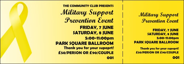 Yellow Ribbon Event Ticket Product Front