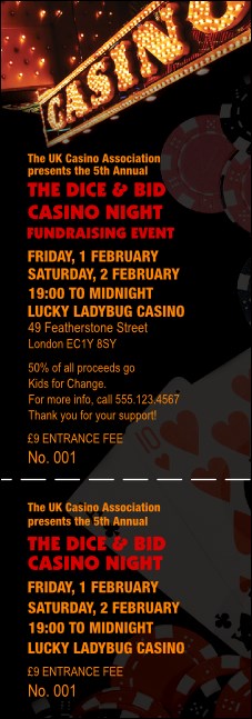 Casino Night Event Ticket Product Front