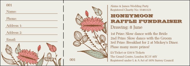 Wedding Flower Raffle Ticket Product Front