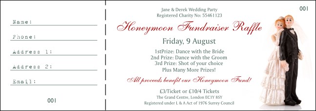 Vintage Bride and Groom Raffle Ticket Product Front