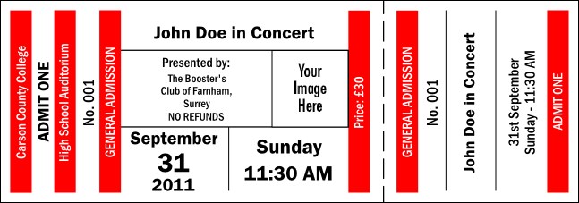 Red Image General Admission Ticket Product Front