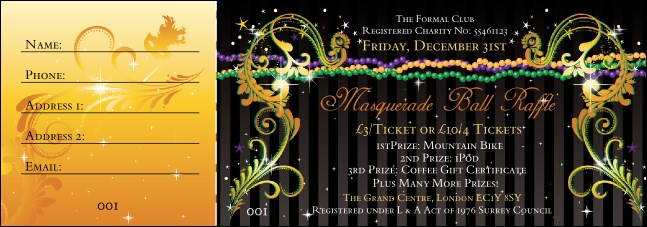 Mardi Gras Beads Raffle Ticket Product Front