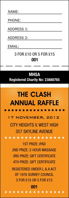 Versus All Purpose Raffle Ticket (Orange) Product Front