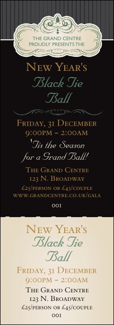 Classic Black Pinstripe Event Ticket Product Front