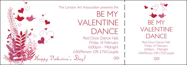 Valentine Love Birds Event Ticket